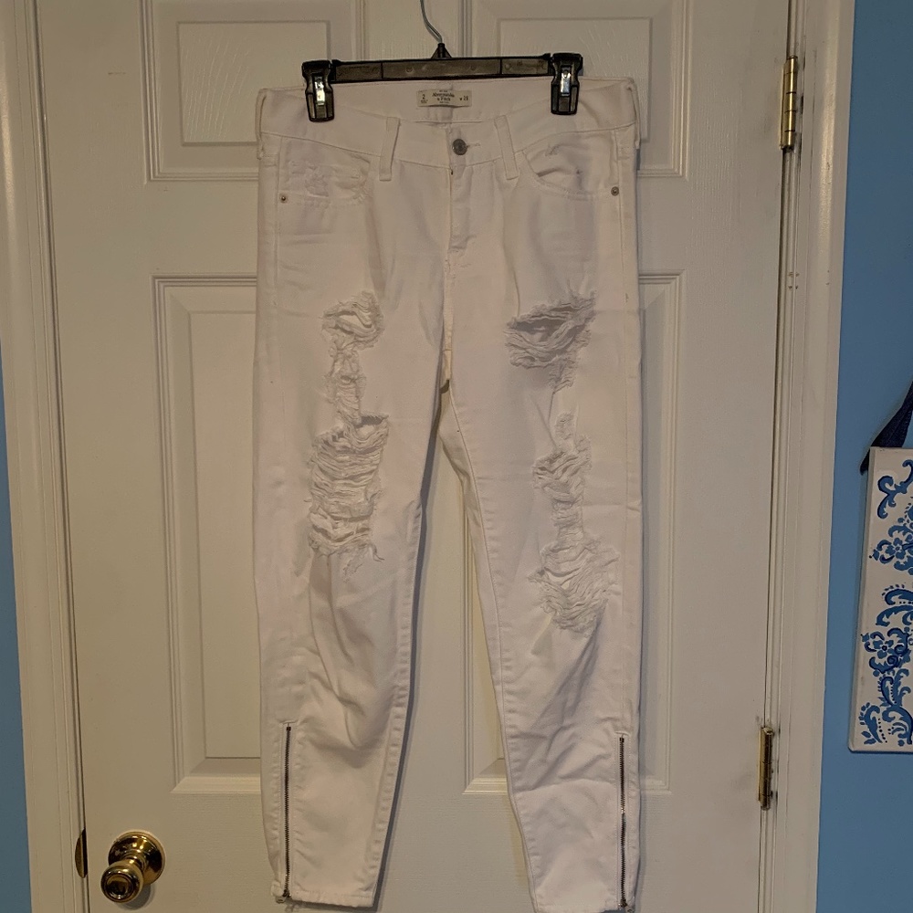 Abercrombie Boyfriend White Jeans